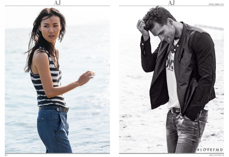 Gia Tang featured in  the Armani Jeans advertisement for Spring/Summer 2014