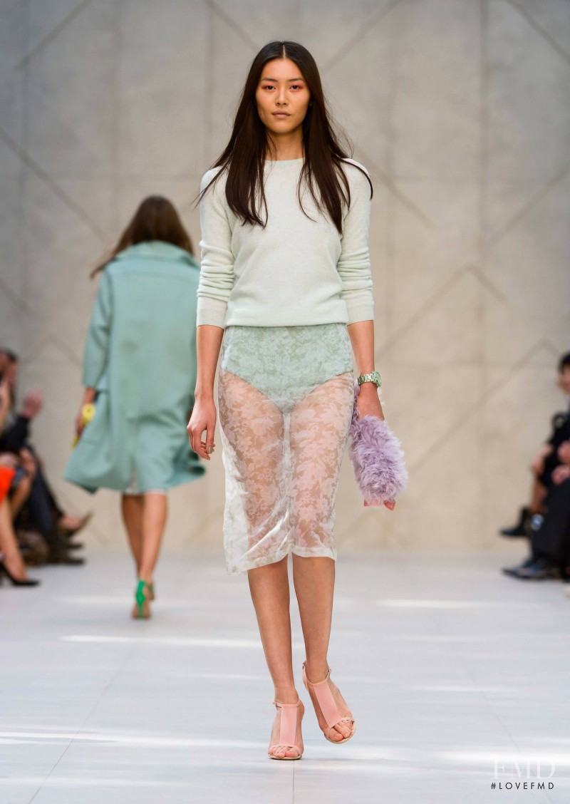 Liu Wen featured in  the Burberry Prorsum fashion show for Spring/Summer 2014