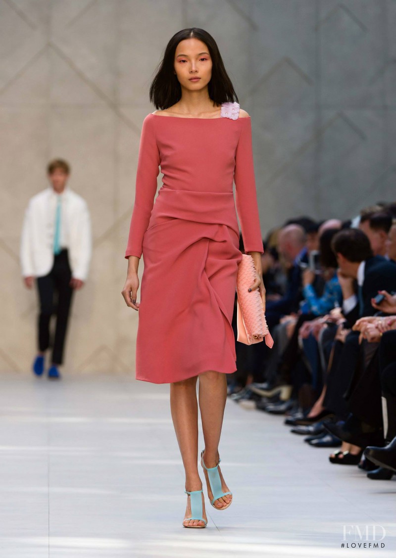 Xiao Wen Ju featured in  the Burberry Prorsum fashion show for Spring/Summer 2014