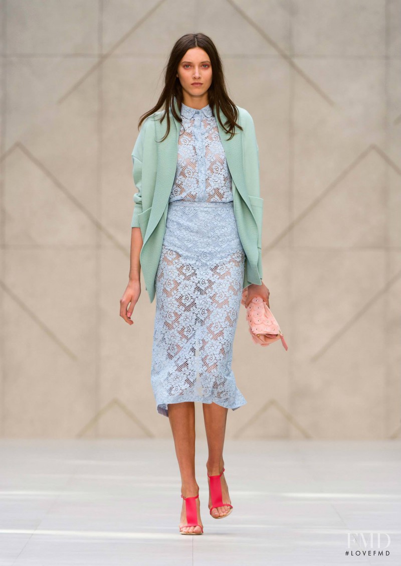 Matilda Lowther featured in  the Burberry Prorsum fashion show for Spring/Summer 2014