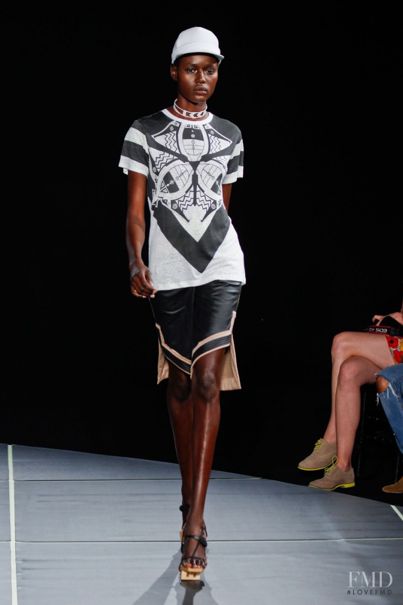 Ajak Deng featured in  the Jen Kao fashion show for Spring/Summer 2013