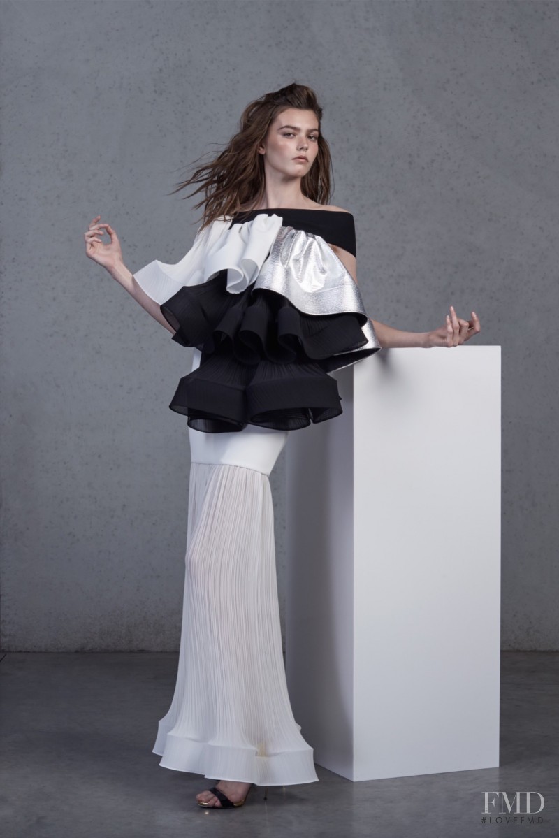 Lara Carter featured in  the Toni Maticevski fashion show for Resort 2016