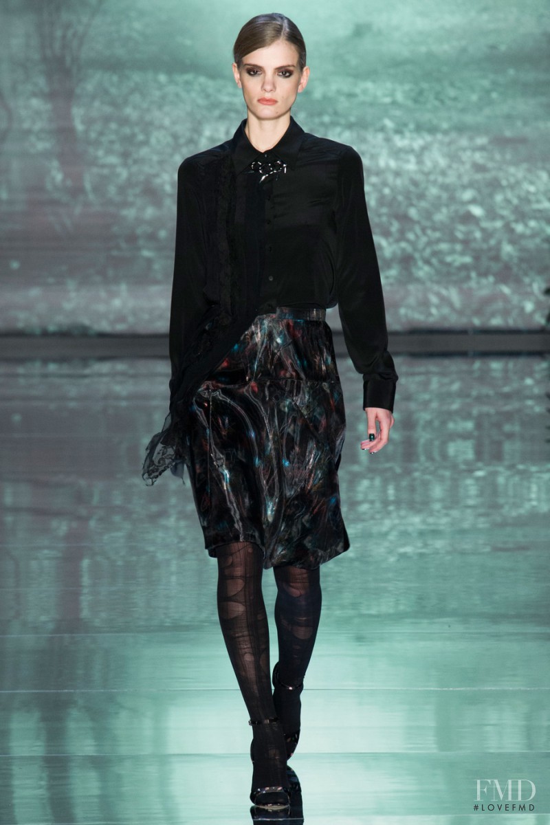 Emily Astrup featured in  the Nicole Miller fashion show for Autumn/Winter 2015