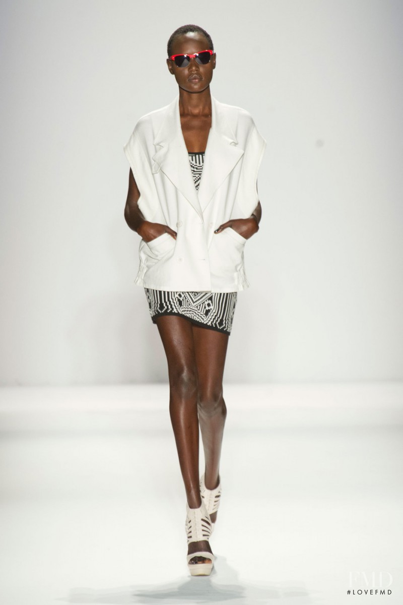 Ajak Deng featured in  the Nicole Miller fashion show for Spring/Summer 2013