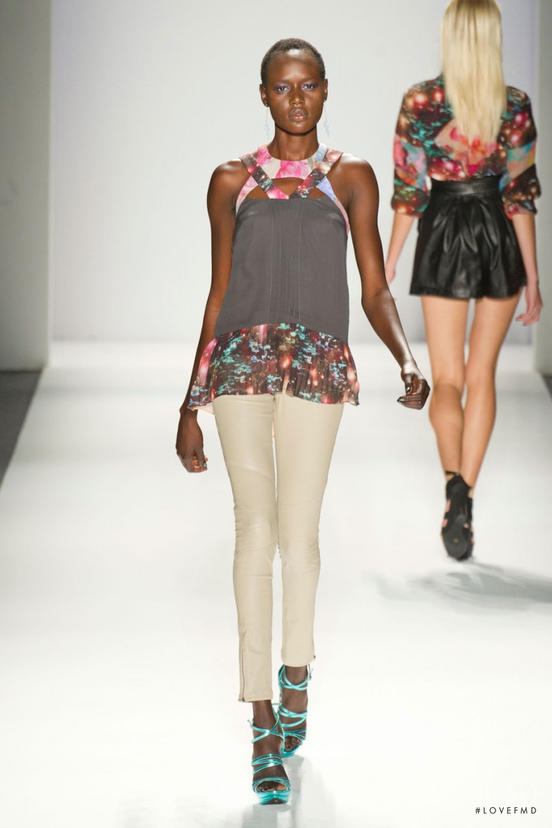 Ajak Deng featured in  the Nicole Miller fashion show for Spring/Summer 2013