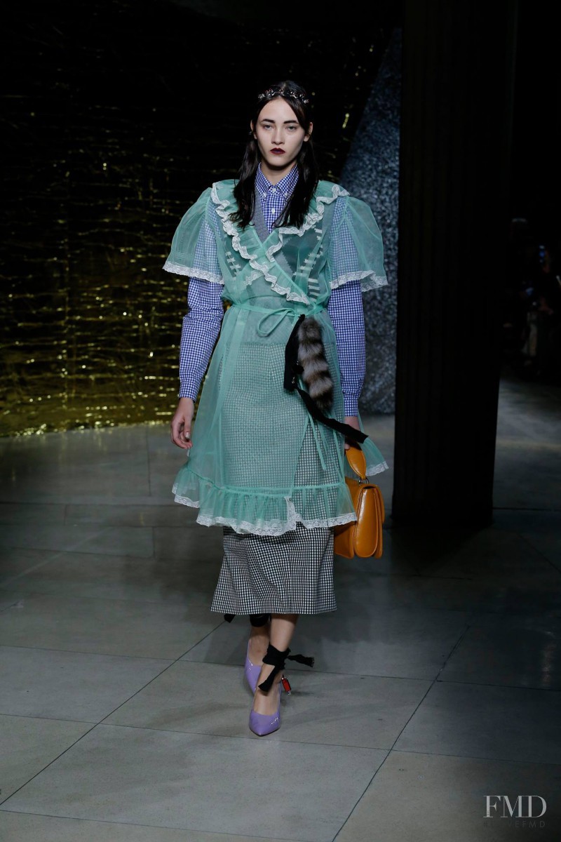 Greta Varlese featured in  the Miu Miu fashion show for Spring/Summer 2016
