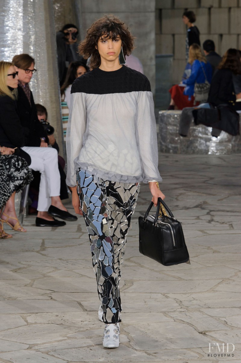 Mica Arganaraz featured in  the Loewe fashion show for Spring/Summer 2016