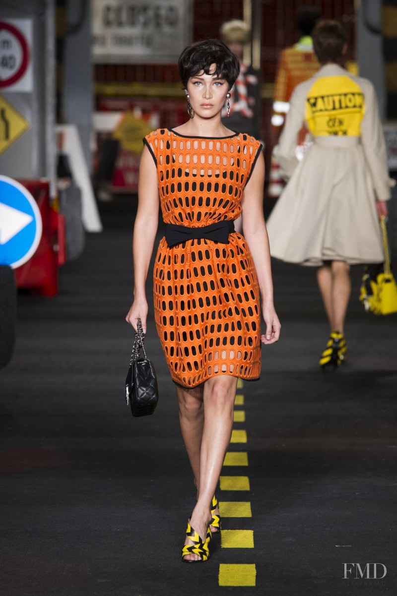 Bella Hadid featured in  the Moschino fashion show for Spring/Summer 2016