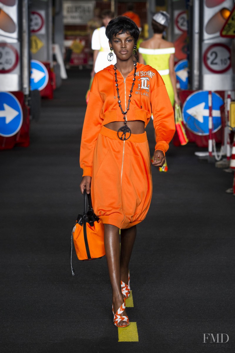 Amilna Estevão featured in  the Moschino fashion show for Spring/Summer 2016