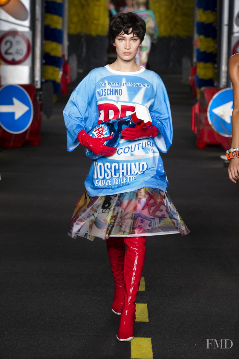 Bella Hadid featured in  the Moschino fashion show for Spring/Summer 2016