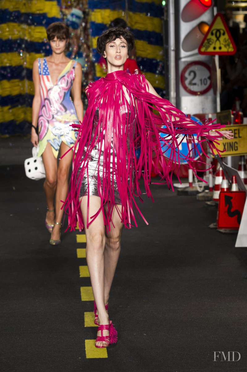 Anna Cleveland featured in  the Moschino fashion show for Spring/Summer 2016