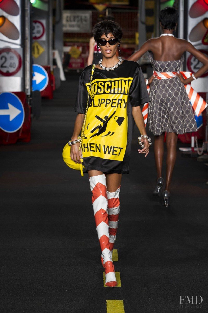 Cindy Bruna featured in  the Moschino fashion show for Spring/Summer 2016