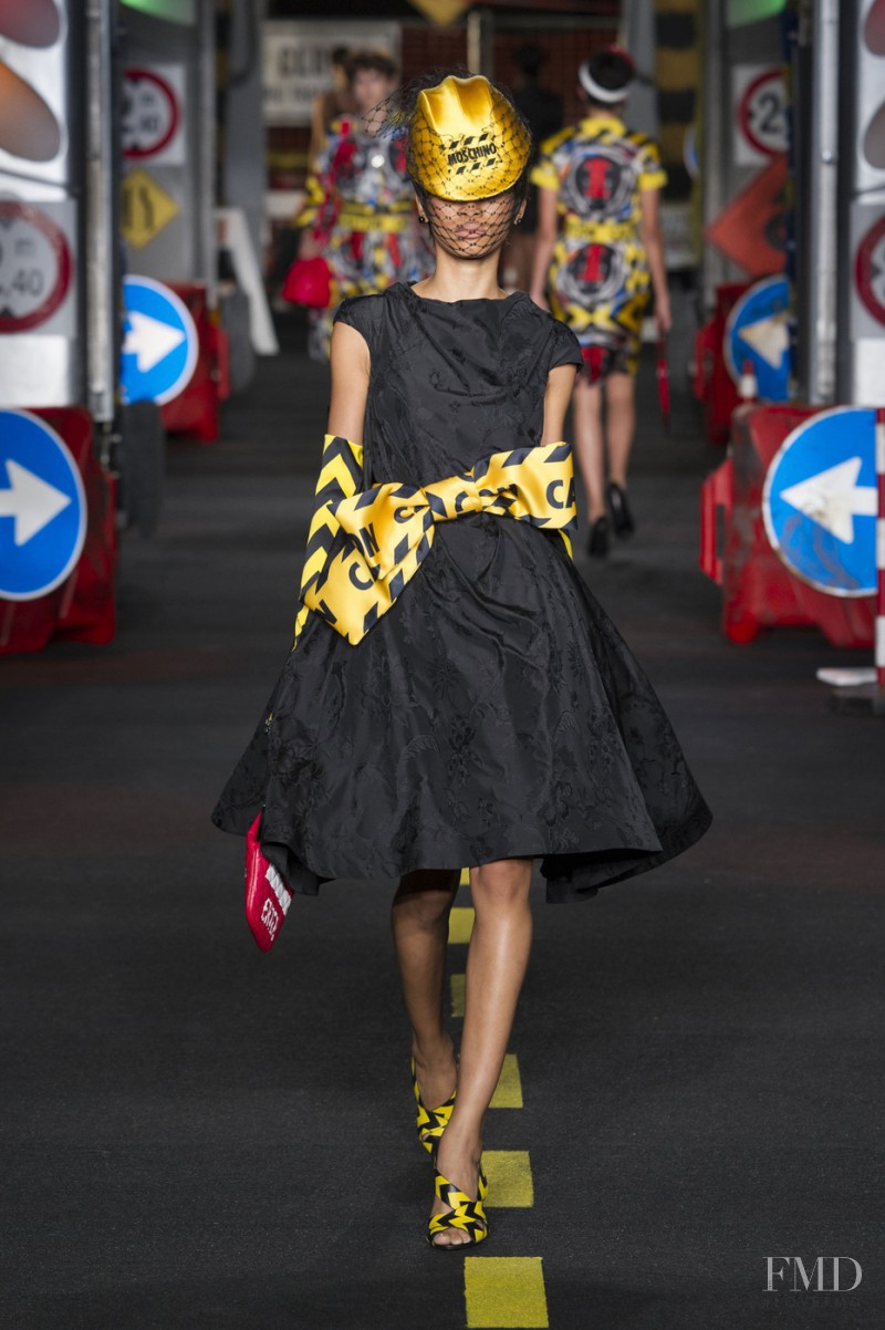 Lineisy Montero featured in  the Moschino fashion show for Spring/Summer 2016