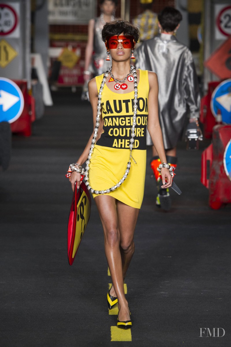 Malaika Firth featured in  the Moschino fashion show for Spring/Summer 2016