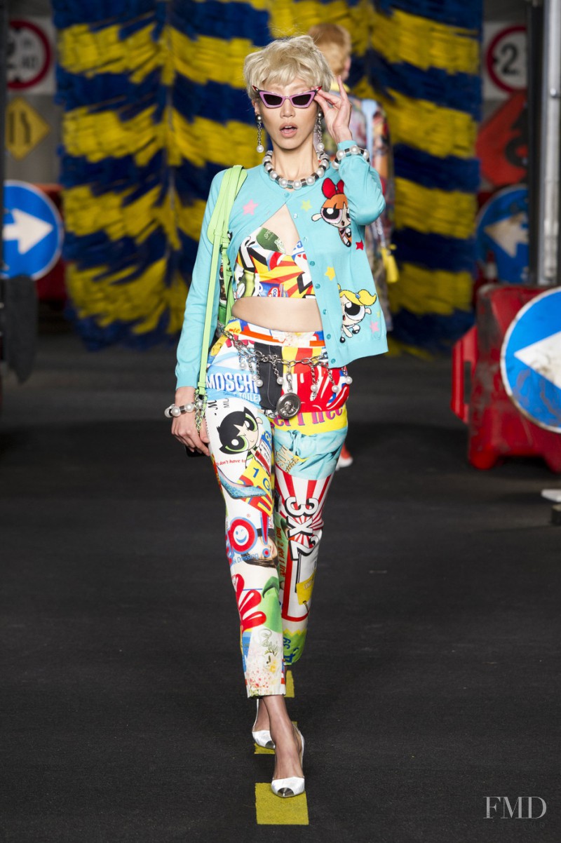 Soo Joo Park featured in  the Moschino fashion show for Spring/Summer 2016