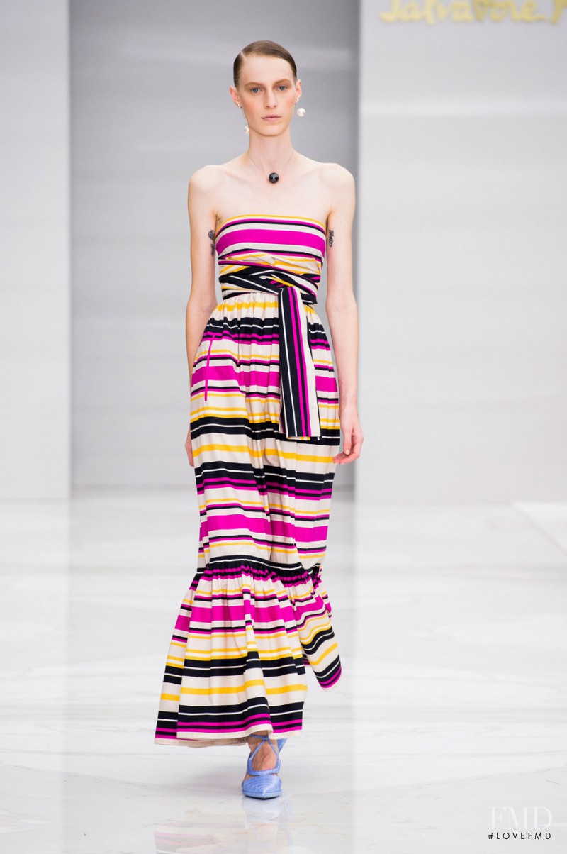 Julia Nobis featured in  the Salvatore Ferragamo fashion show for Spring/Summer 2016