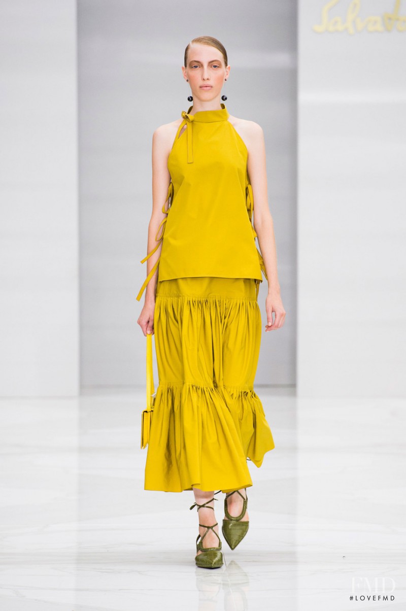 Chiara Mazzoleni featured in  the Salvatore Ferragamo fashion show for Spring/Summer 2016