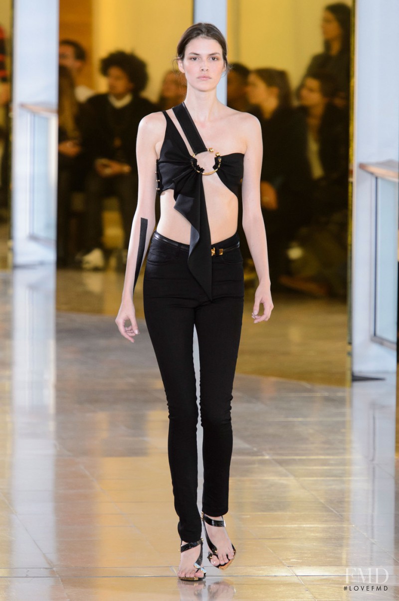 Vanessa Moody featured in  the Anthony Vaccarello fashion show for Spring/Summer 2016