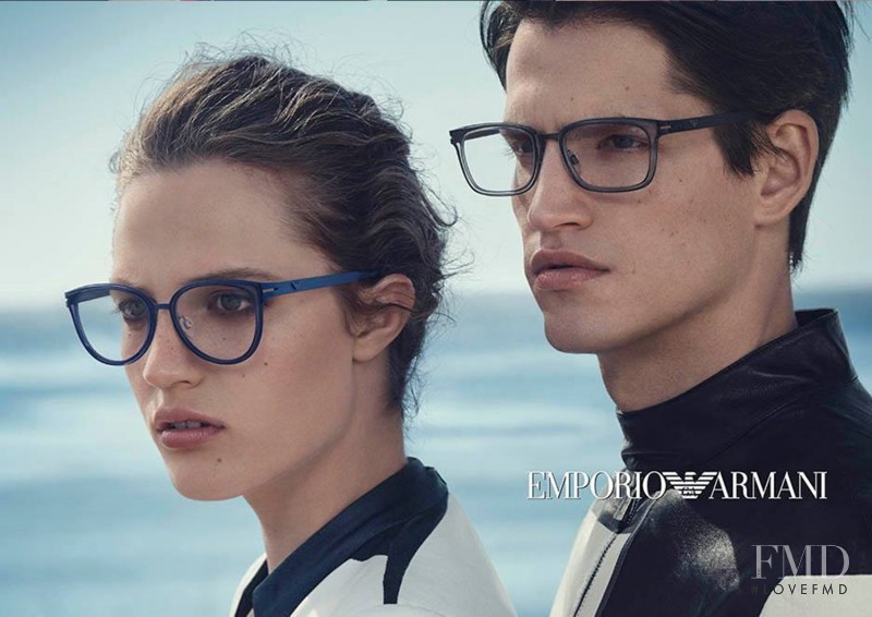Julia Banas featured in  the Emporio Armani Eyewear advertisement for Spring/Summer 2015