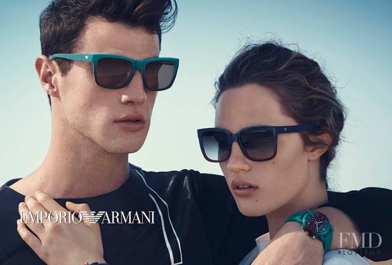Julia Banas featured in  the Emporio Armani Eyewear advertisement for Spring/Summer 2015