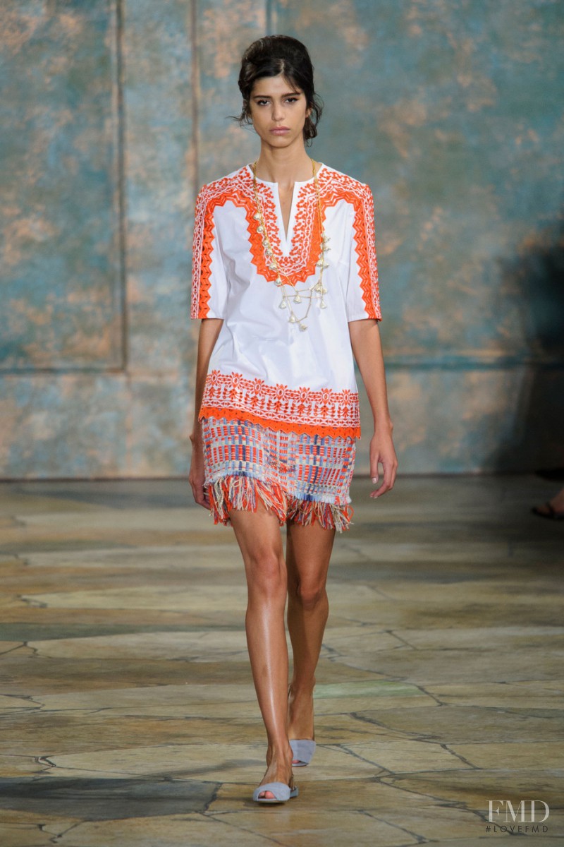 Mica Arganaraz featured in  the Tory Burch fashion show for Spring/Summer 2016