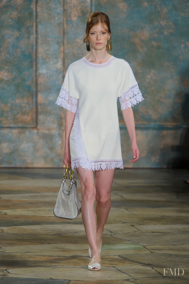 Julia Hafstrom featured in  the Tory Burch fashion show for Spring/Summer 2016