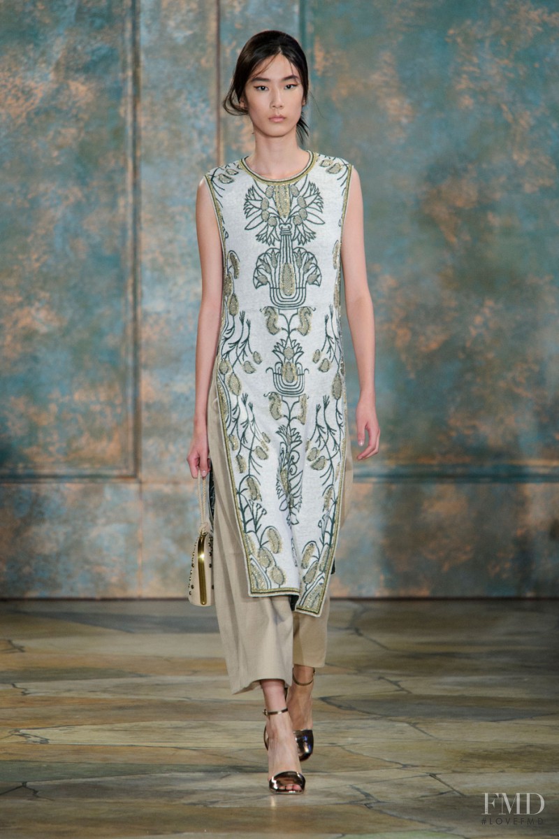 Dongqi Xue featured in  the Tory Burch fashion show for Spring/Summer 2016