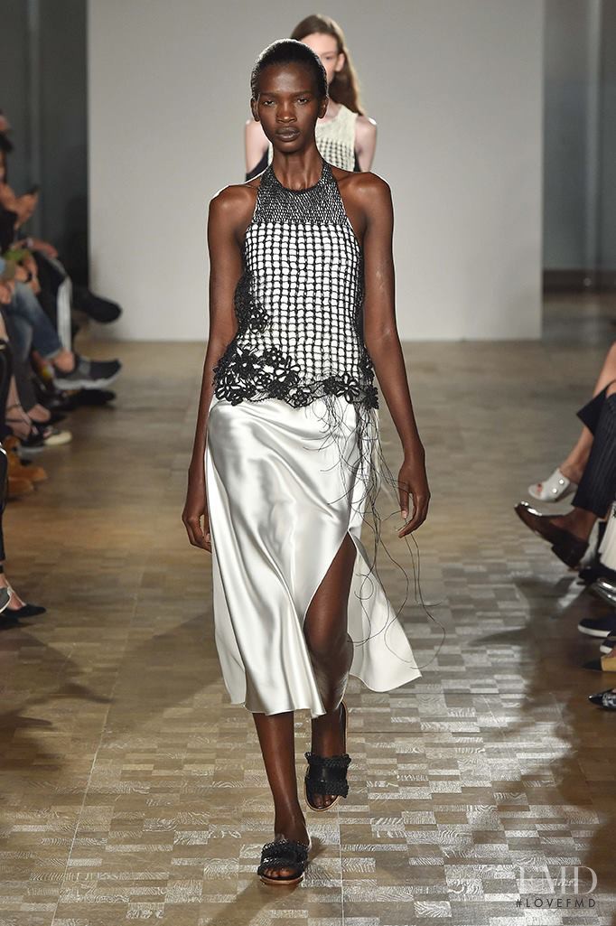 Aamito Stacie Lagum featured in  the Pringle of Scotland fashion show for Spring/Summer 2016