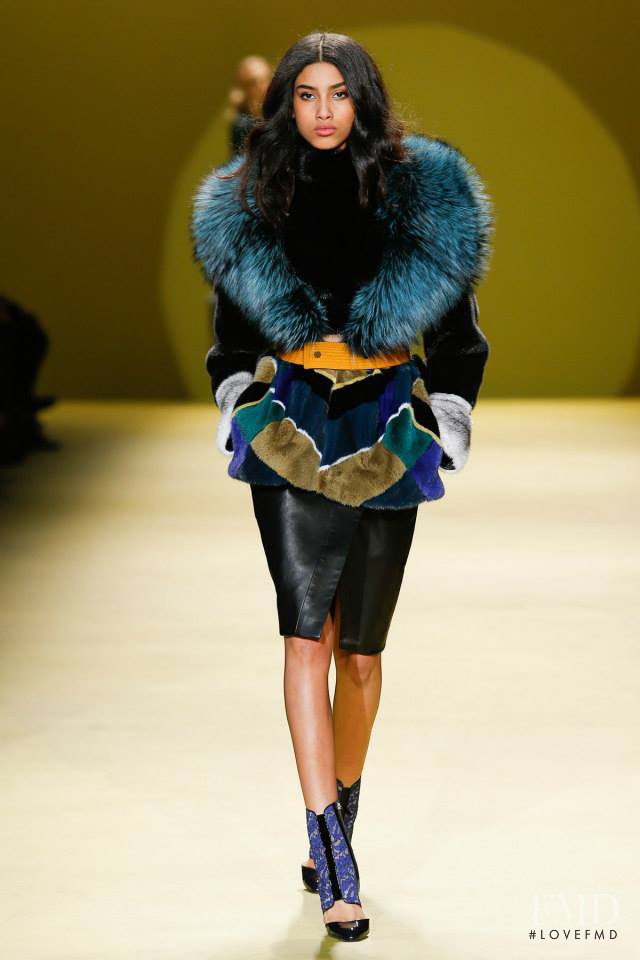 Imaan Hammam featured in  the J Mendel fashion show for Autumn/Winter 2014