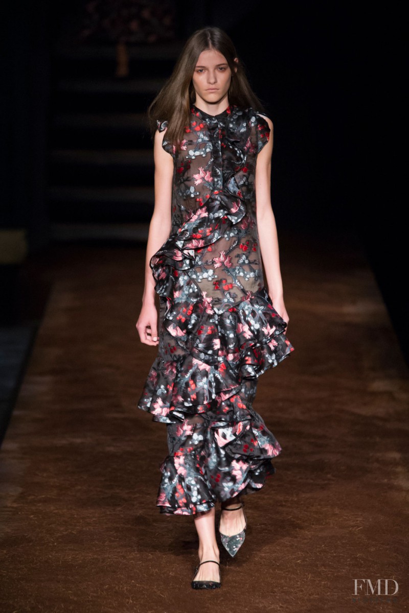 Inga Dezhina featured in  the Erdem fashion show for Spring/Summer 2016