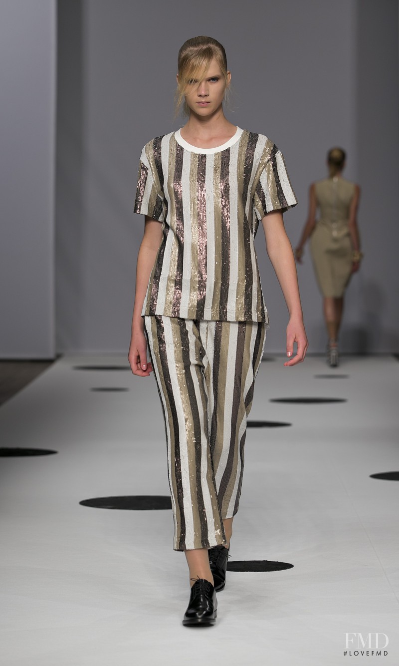 Sara Eirud featured in  the Menckel fashion show for Spring/Summer 2014