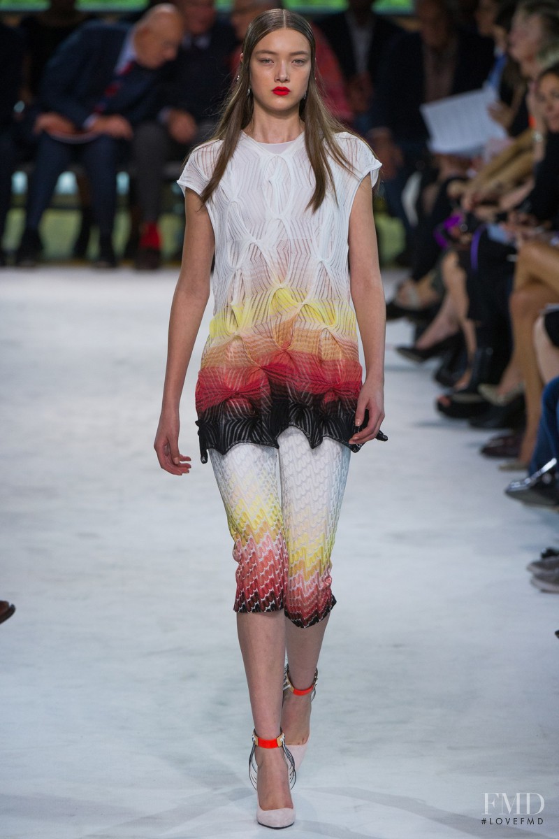 Yumi Lambert featured in  the Missoni fashion show for Spring/Summer 2013