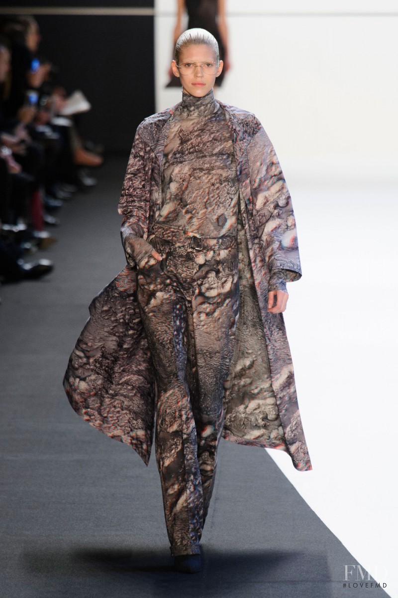 Devon Windsor featured in  the Akris fashion show for Autumn/Winter 2014