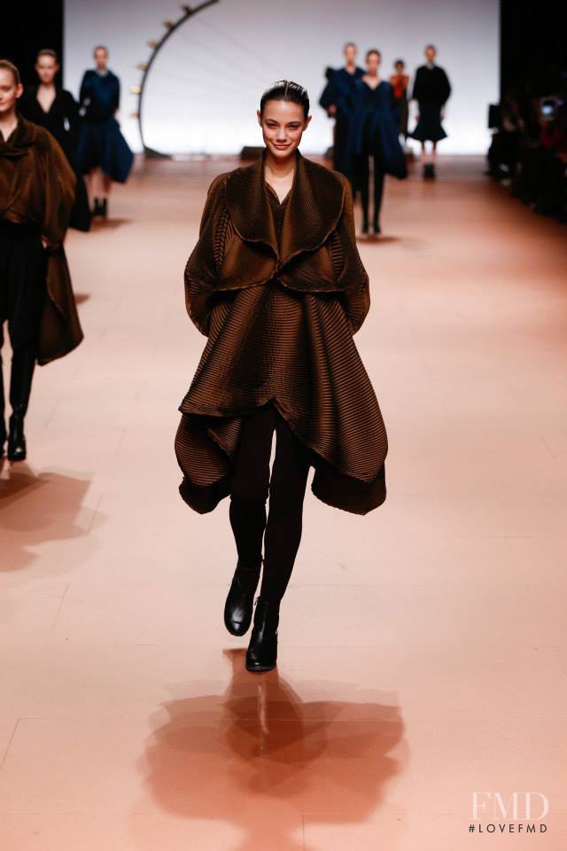 Anja Leuenberger featured in  the Issey Miyake fashion show for Autumn/Winter 2014