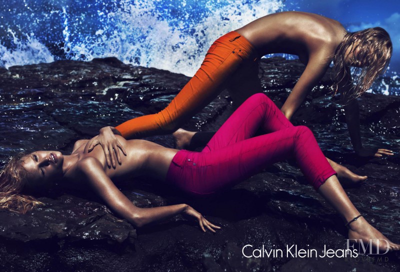Lara Stone featured in  the Calvin Klein Jeans advertisement for Spring/Summer 2012