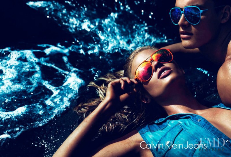 Lara Stone featured in  the Calvin Klein Jeans advertisement for Spring/Summer 2012