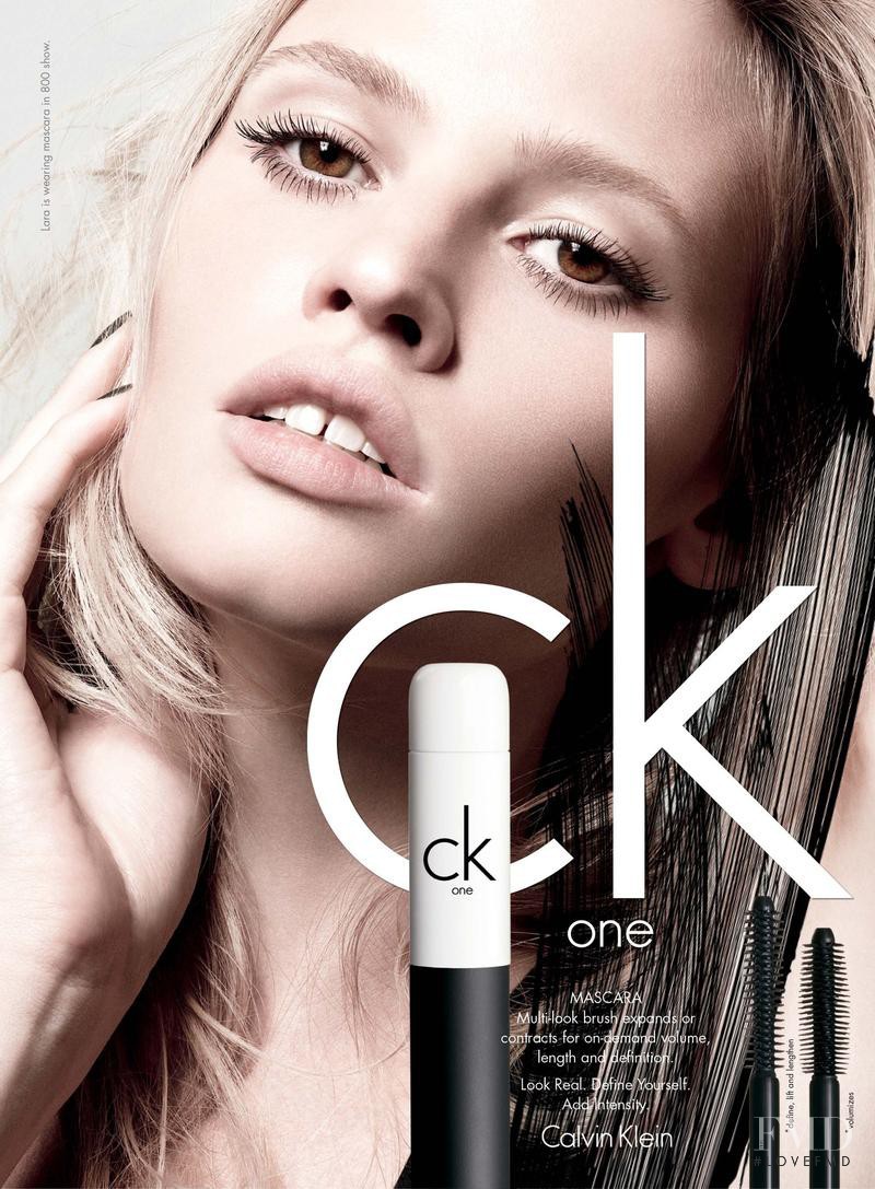 Lara Stone featured in  the CK One Color Cosmetics advertisement for Spring/Summer 2013
