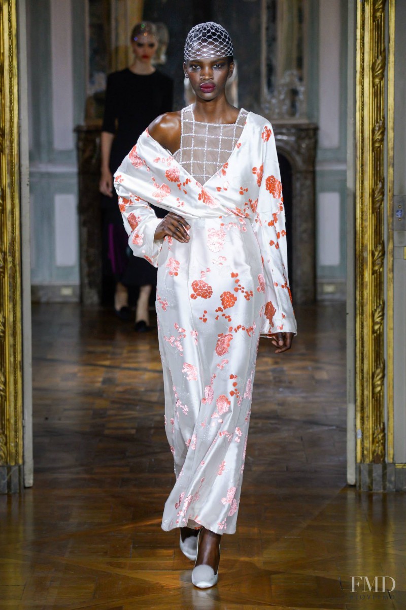 Aamito Stacie Lagum featured in  the Ulyana Sergeenko fashion show for Spring/Summer 2015