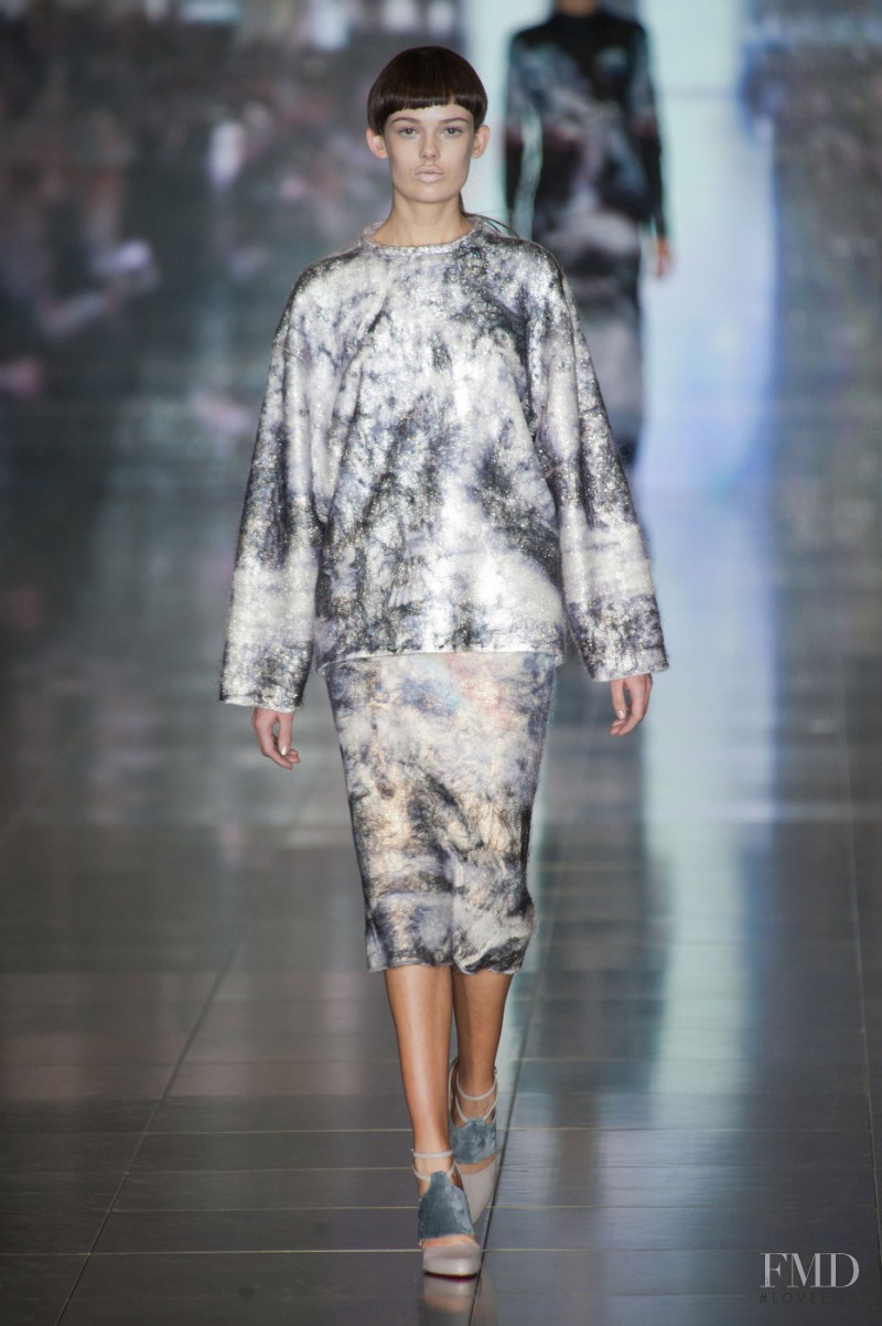 Sarah Dick featured in  the Mary Katrantzou fashion show for Autumn/Winter 2013