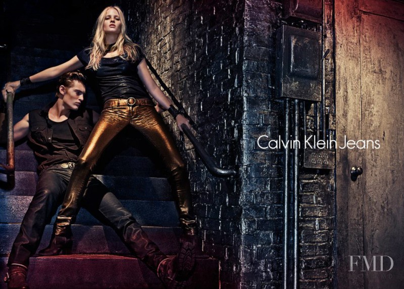 Lara Stone featured in  the Calvin Klein Jeans advertisement for Autumn/Winter 2012