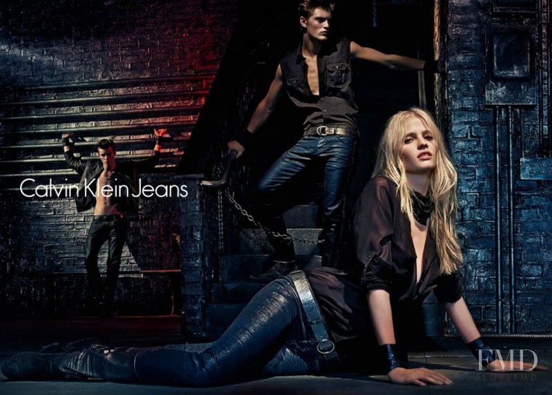 Lara Stone featured in  the Calvin Klein Jeans advertisement for Autumn/Winter 2012