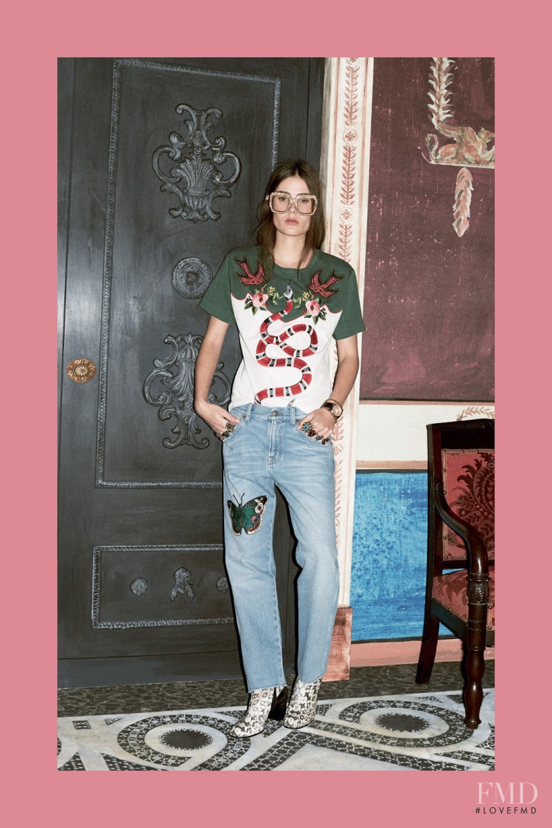 Vera Van Erp featured in  the Gucci lookbook for Pre-Fall 2016