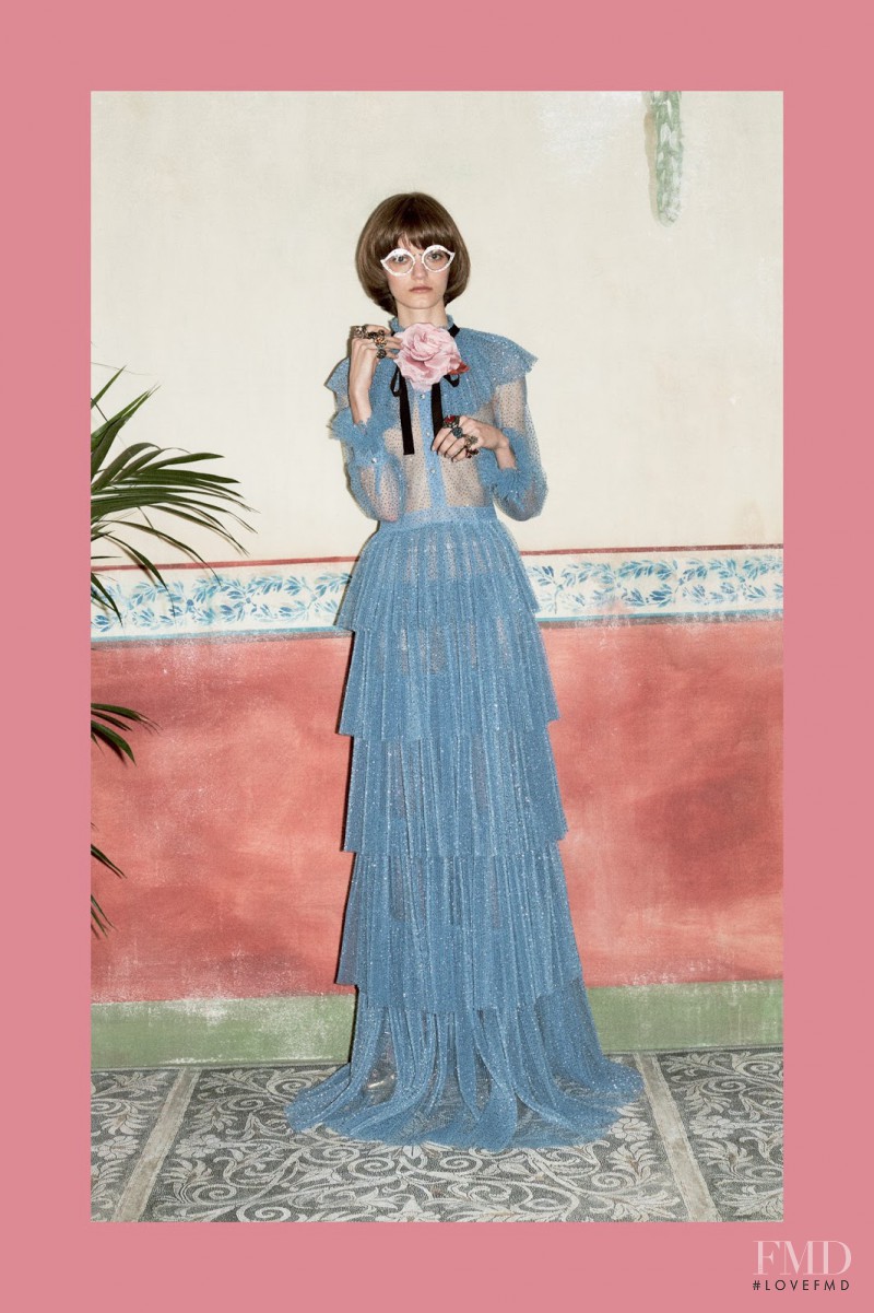 Peyton Knight featured in  the Gucci lookbook for Pre-Fall 2016