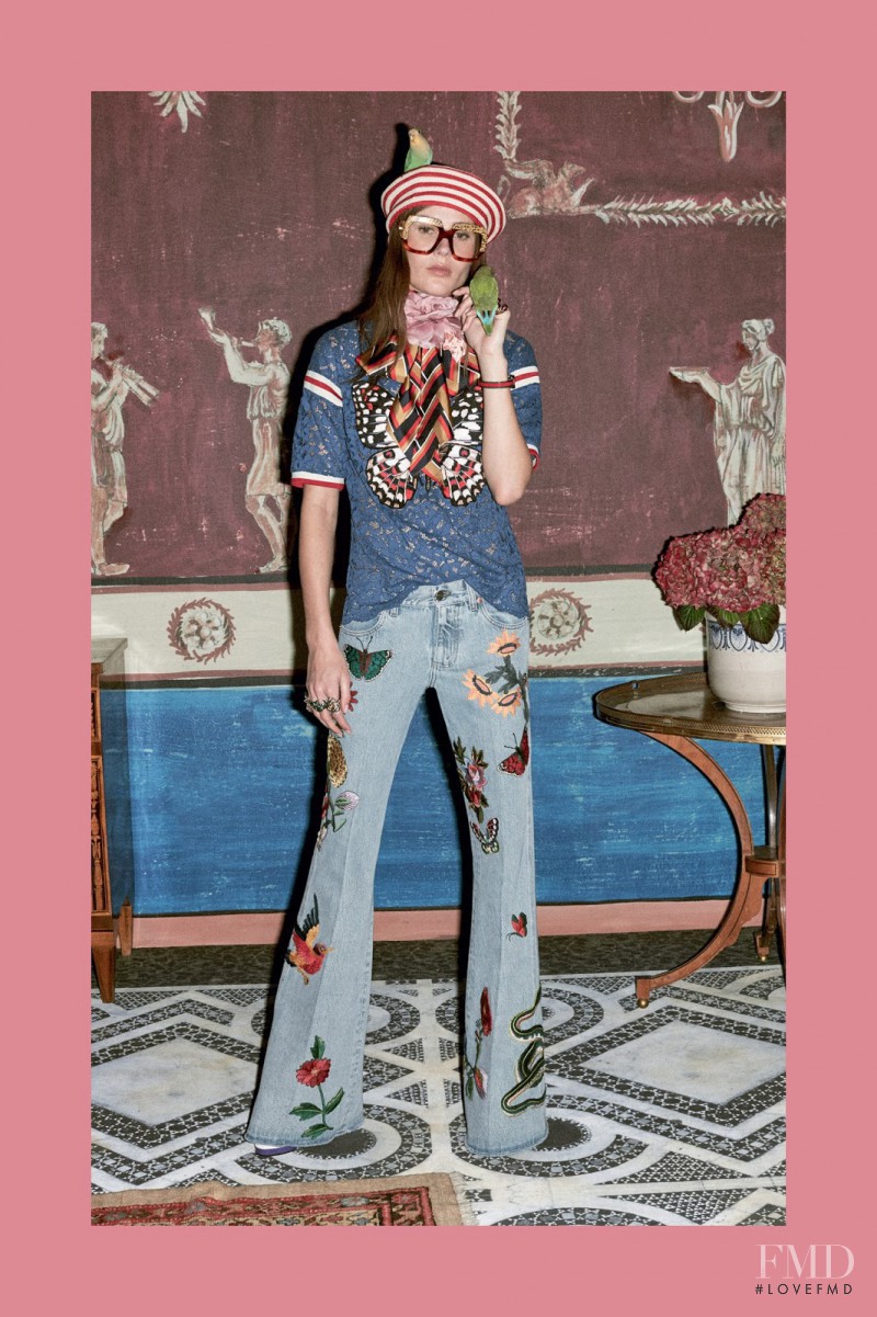 Vera Van Erp featured in  the Gucci lookbook for Pre-Fall 2016