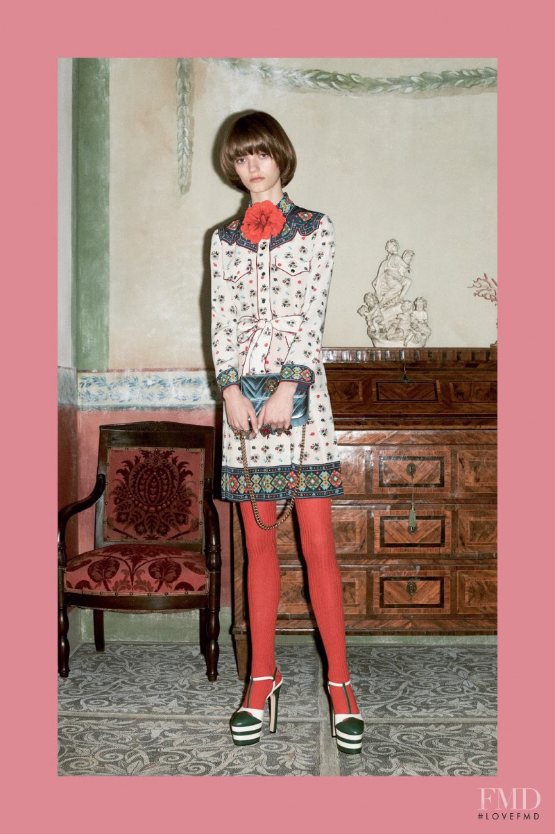Peyton Knight featured in  the Gucci lookbook for Pre-Fall 2016