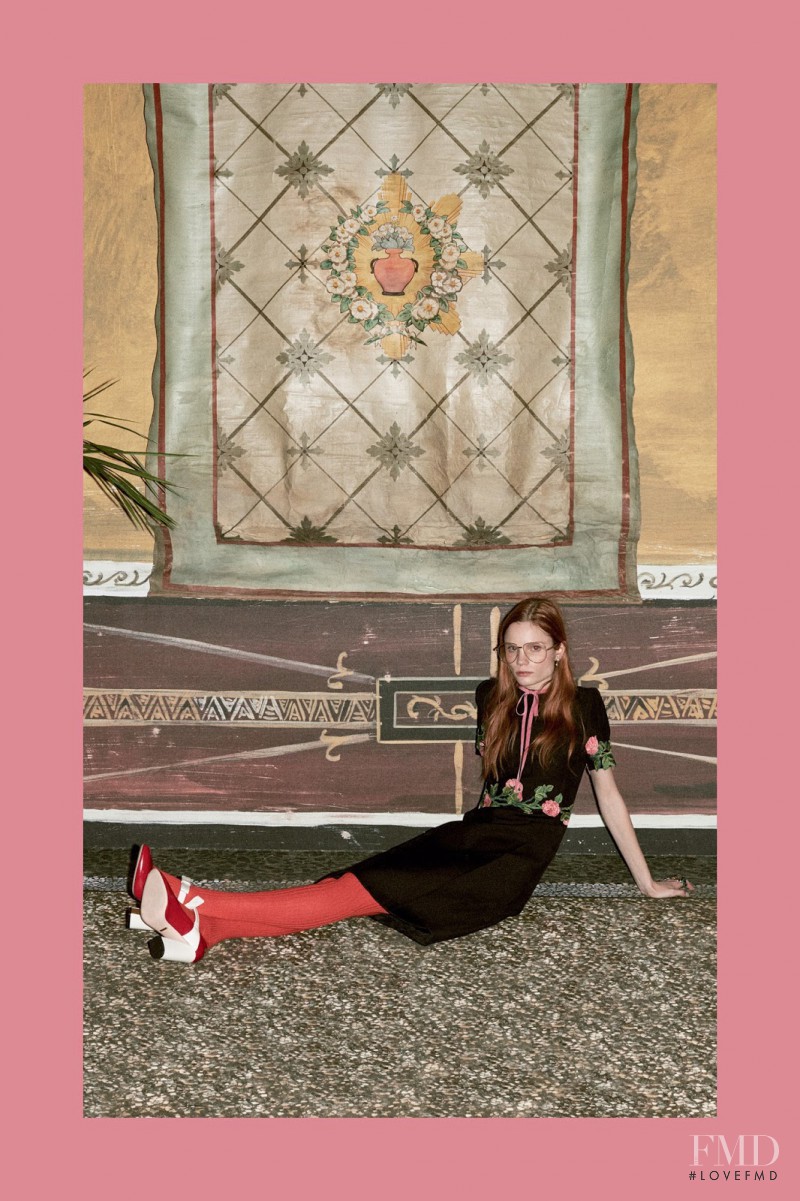 Polina Oganicheva featured in  the Gucci lookbook for Pre-Fall 2016