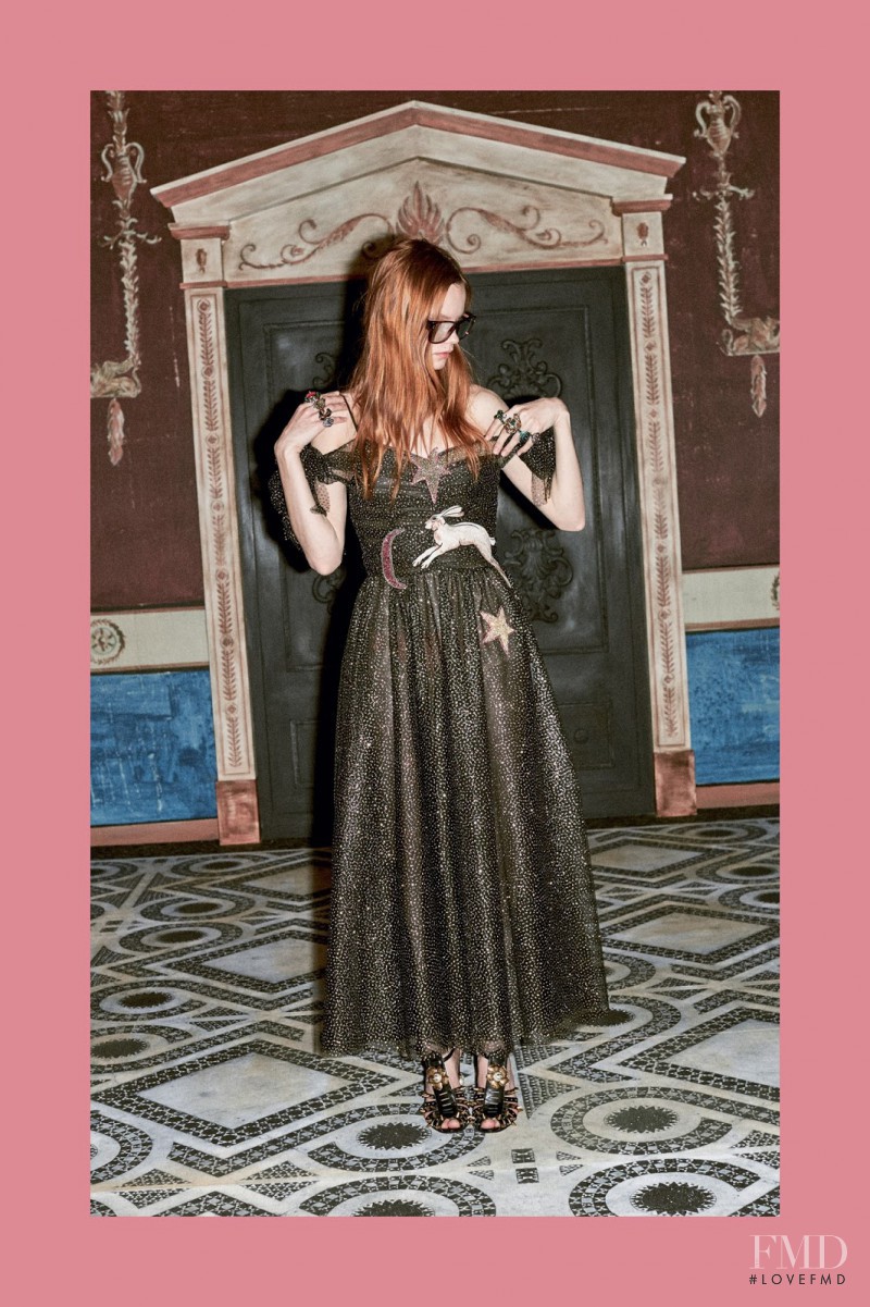 Polina Oganicheva featured in  the Gucci lookbook for Pre-Fall 2016