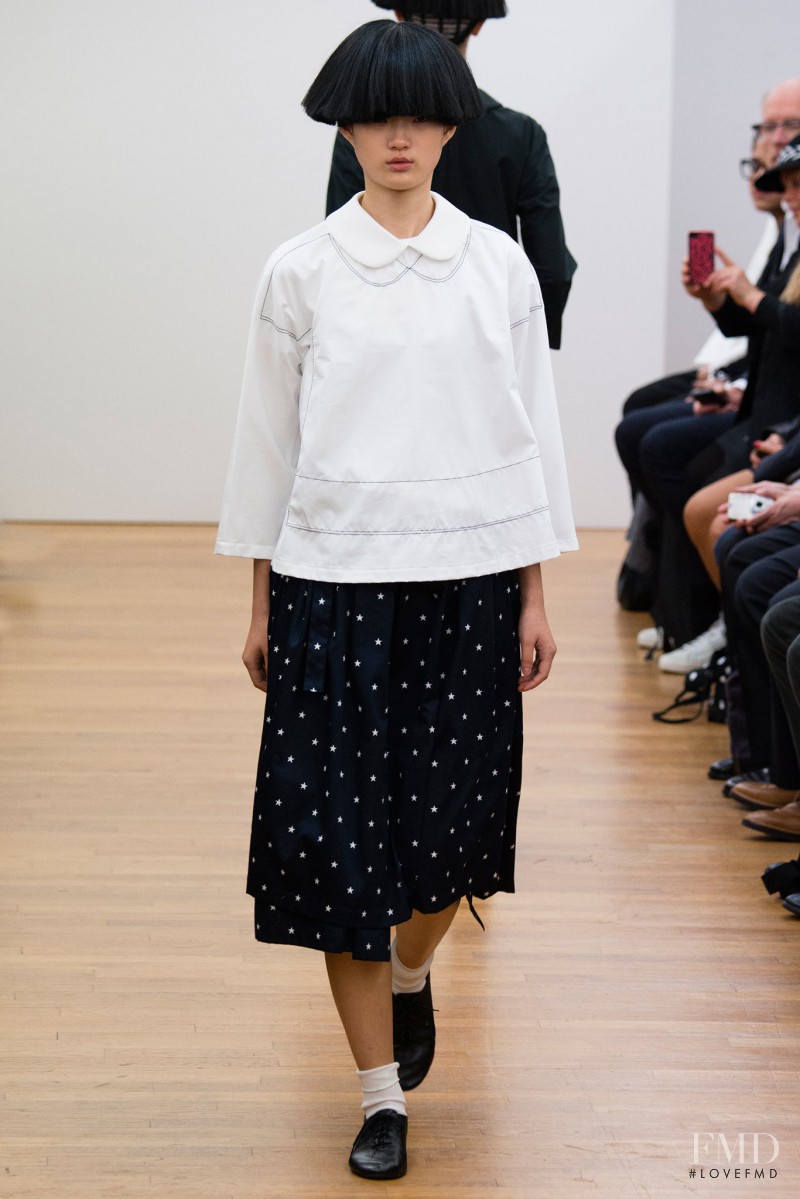 Hyun Ji Shin featured in  the Comme Des Garcons Comme Comme fashion show for Spring/Summer 2015