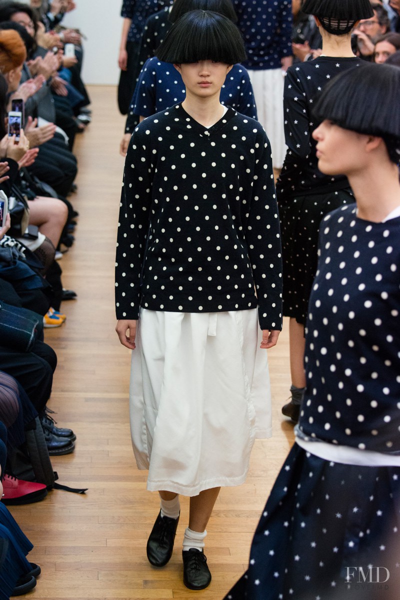 Hyun Ji Shin featured in  the Comme Des Garcons Comme Comme fashion show for Spring/Summer 2015