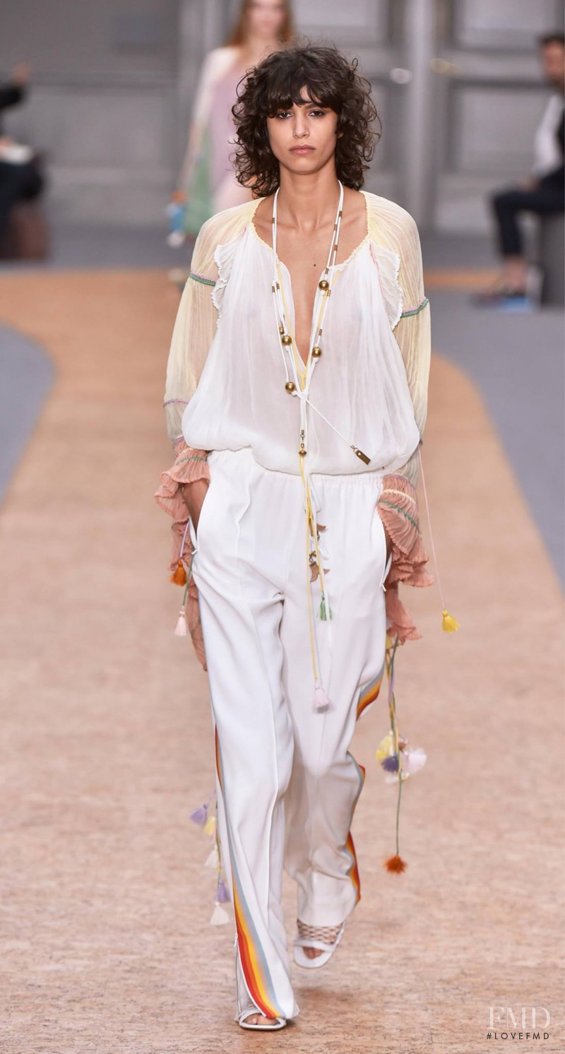 Mica Arganaraz featured in  the Chloe fashion show for Spring/Summer 2016